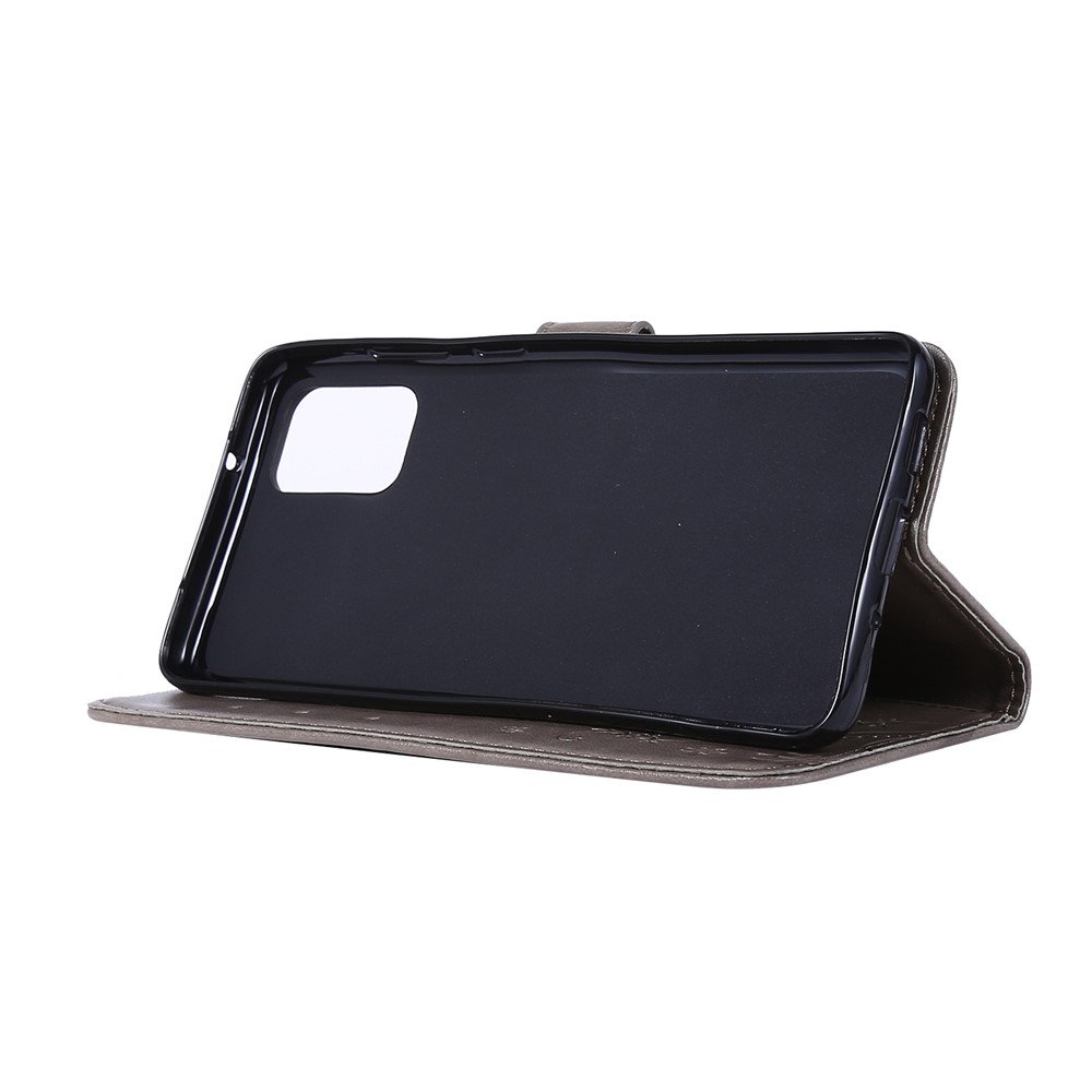 Imprint Butterflies Wallet Stand Flip Leather Phone Case for Samsung Galaxy S20 Plus - Grey-3