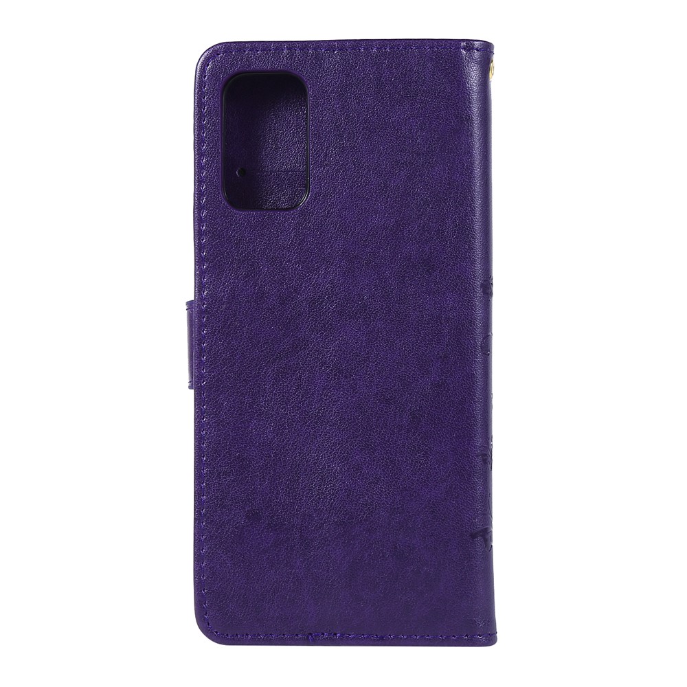 Imprint Butterflies Wallet Stand Flip Leather Phone Case for Samsung Galaxy S20 Plus - Dark Purple-2