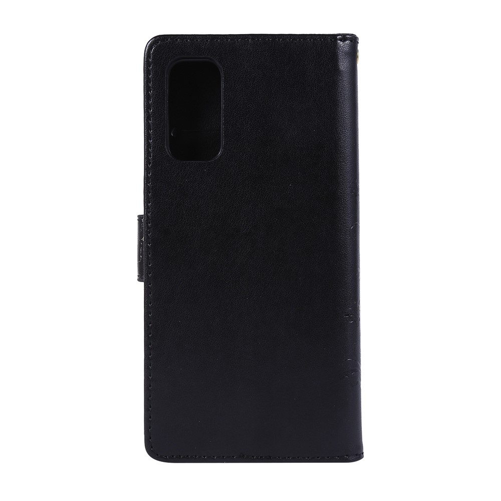 Empreinte Papillons Support Portefeuille Étui en Cuir Flip Pour Samsung Galaxy S20 4g / S20 5G - le Noir