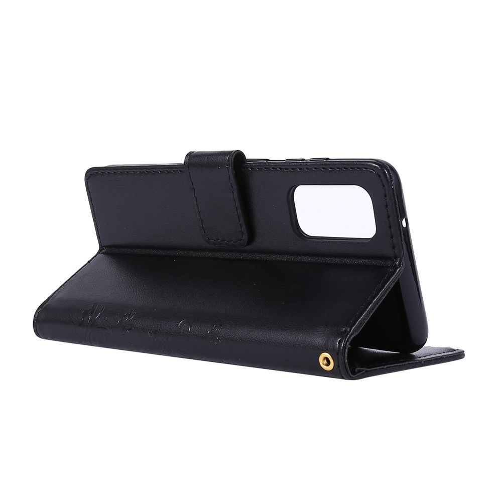 Imprint Butterflies Wallet Stand Flip Leather Case for Samsung Galaxy S20 - Black-4