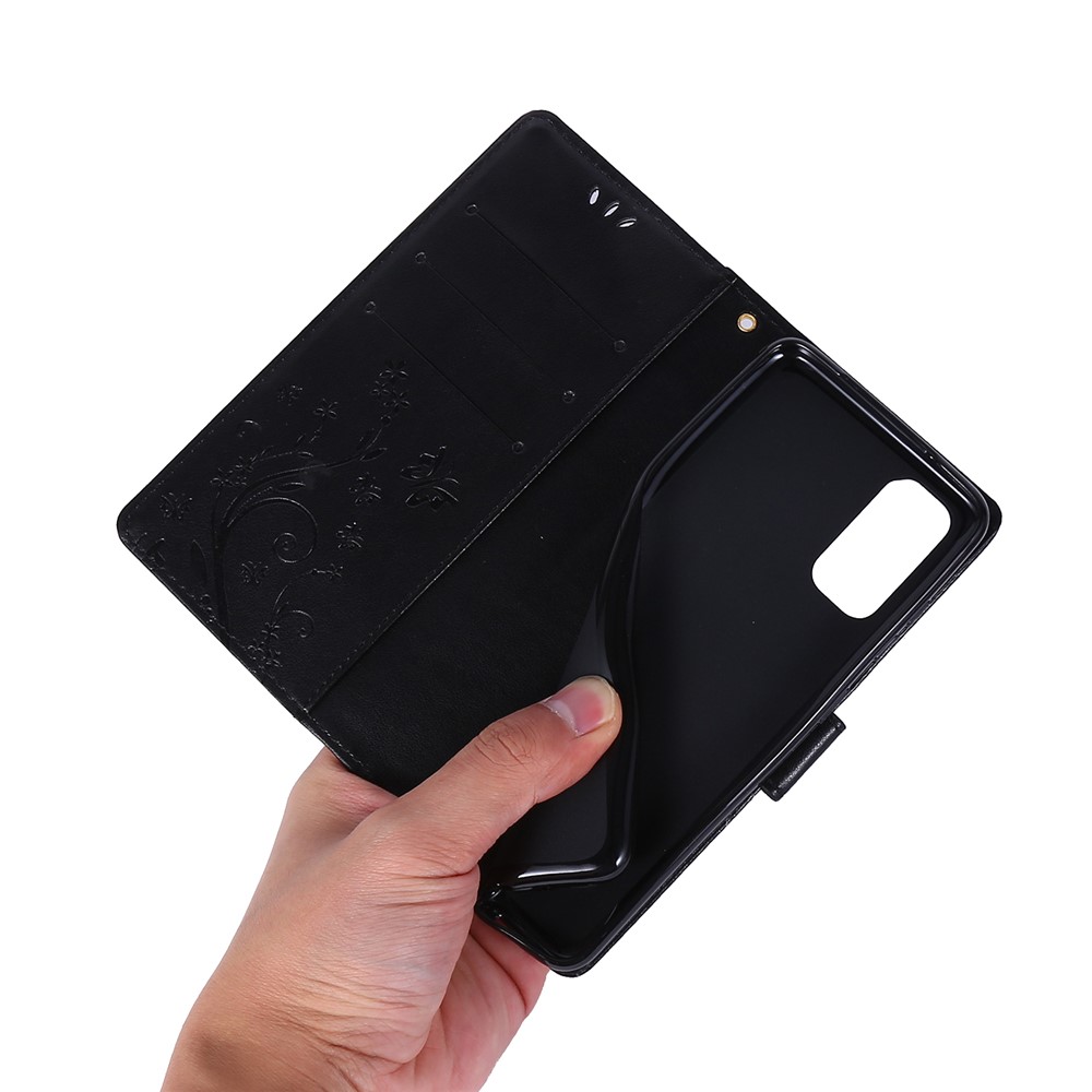 Imprint Butterflies Wallet Stand Flip Leather Case for Samsung Galaxy S20 - Black-6