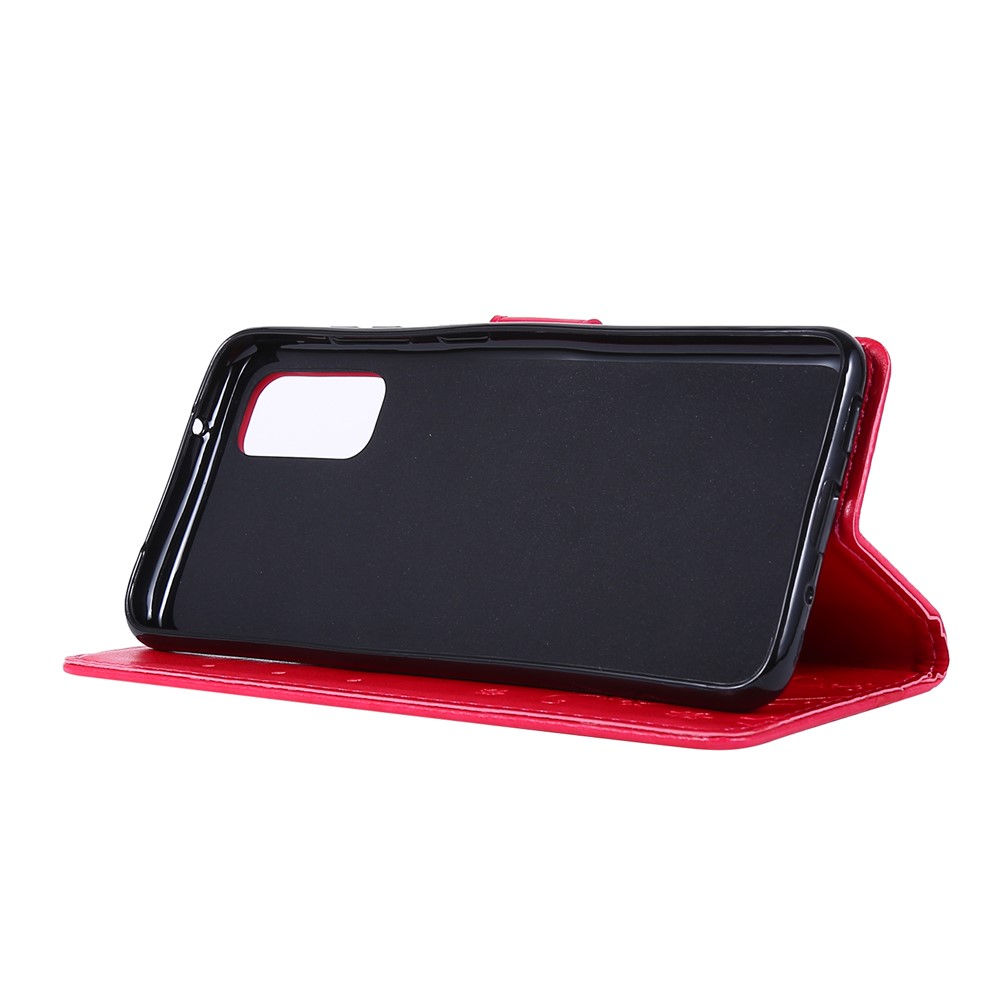 Imprint Butterflies Wallet Stand Flip Leather Case for Samsung Galaxy S20 - Red-3