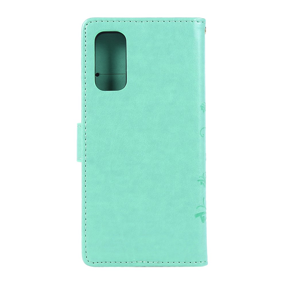 Empreinte Papillons Support Portefeuille Étui en Cuir Flip Pour Samsung Galaxy S20 4g / S20 5G - Cyan-2