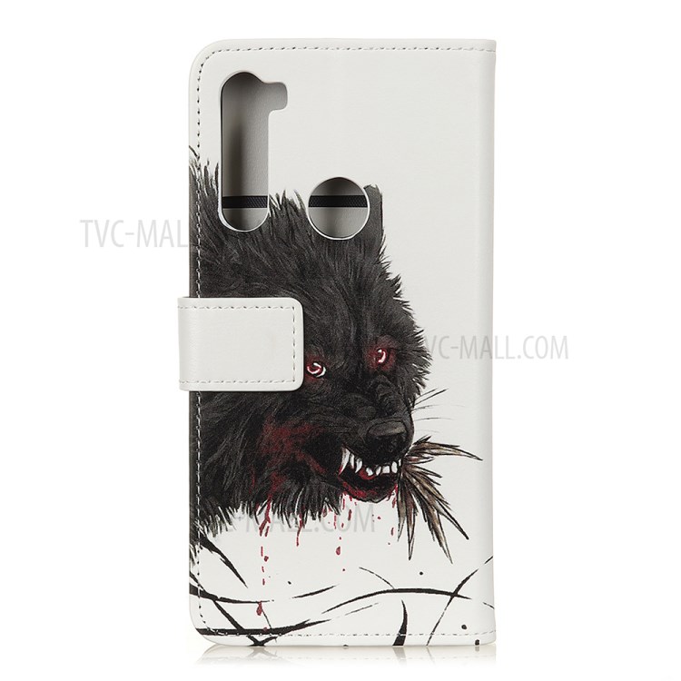 Pattern Printing Flip Leather Wallet Stand Phone Shell for Samsung Galaxy A21 - Black Wolf-2