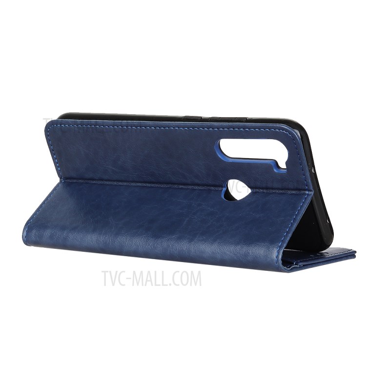 Auto-absorbed Crazy Horse Texture Split Leather Wallet Case for Samsung Galaxy A21 - Blue-3