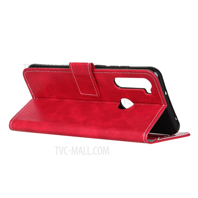 Crazy Horse Leather Wallet Case for Samsung Galaxy A21 - Red-3