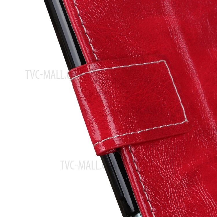 Crazy Horse Leather Wallet Case for Samsung Galaxy A21 - Red-5