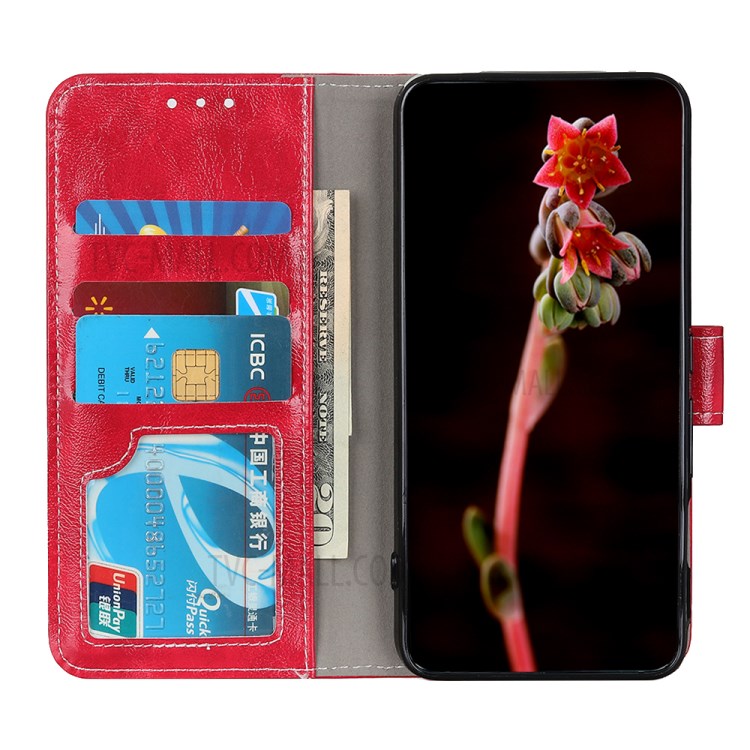 Crazy Horse Leather Wallet Case for Samsung Galaxy A21 - Red-8