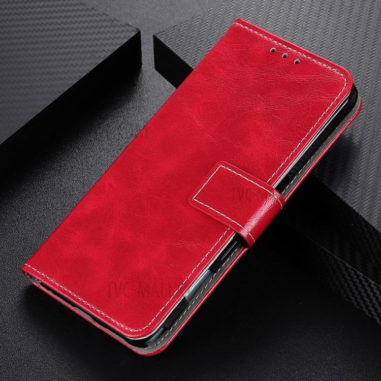 Crazy Horse Leather Wallet Case for Samsung Galaxy A21 - Red-9