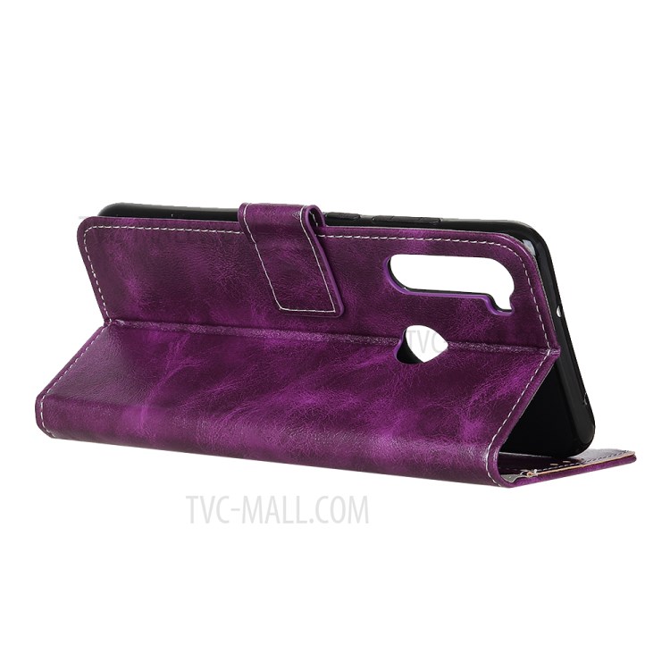 Crazy Horse Leather Wallet Case for Samsung Galaxy A21 - Purple-3