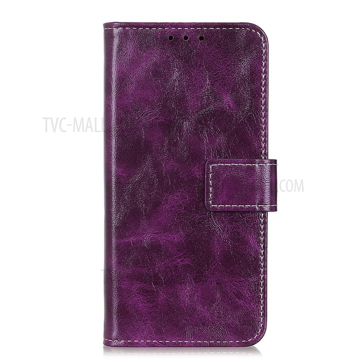 Crazy Horse Leather Wallet Case for Samsung Galaxy A21 - Purple-4