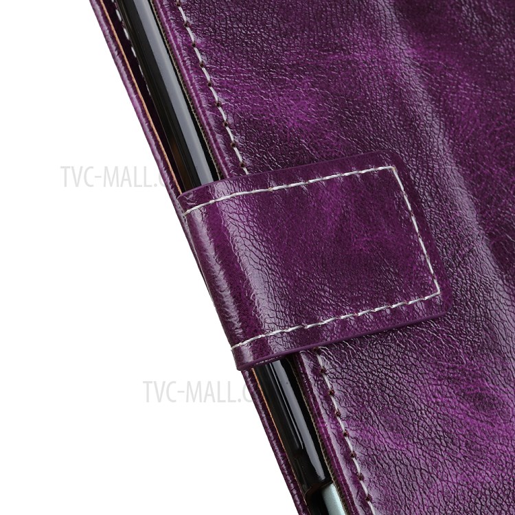 Crazy Horse Leather Wallet Case for Samsung Galaxy A21 - Purple-5