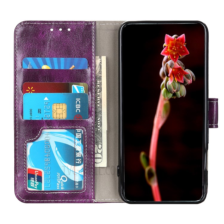 Crazy Horse Leather Wallet Case for Samsung Galaxy A21 - Purple-8