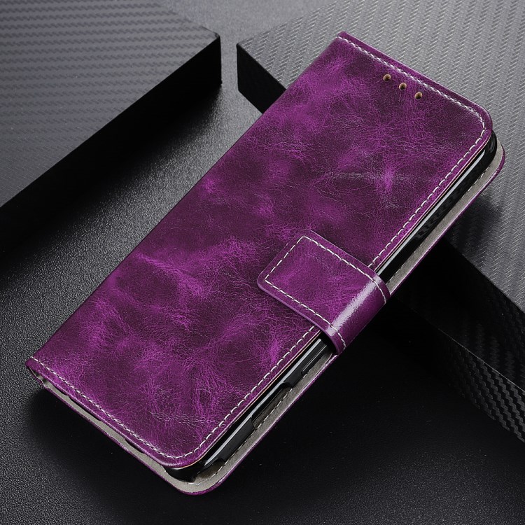 Crazy Horse Leather Wallet Case for Samsung Galaxy A21 - Purple-9