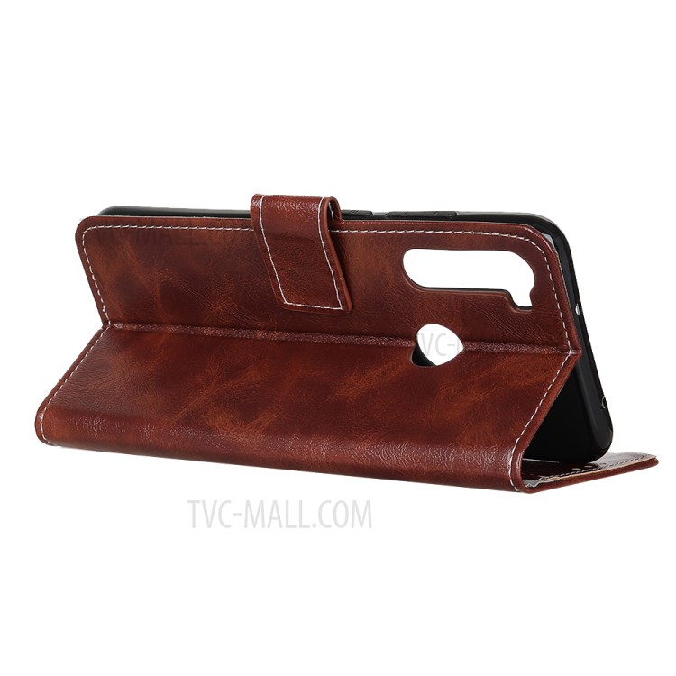 Crazy Horse Leather Wallet Case for Samsung Galaxy A21 - Brown-3
