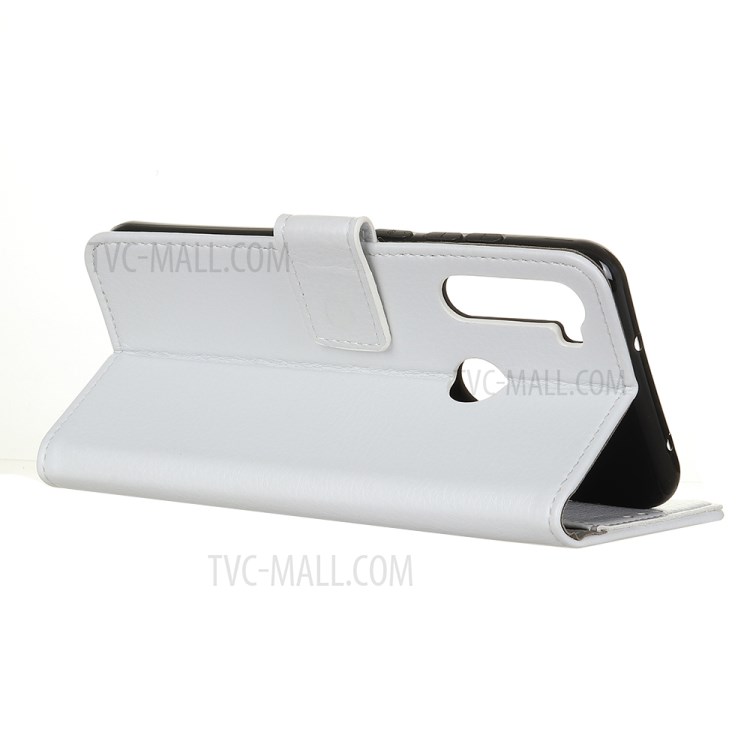 Caso Del Soporte De La Carpeta De Cuero De La Piel De Litchi Para Samsung Galaxy A21 - Blanco-11