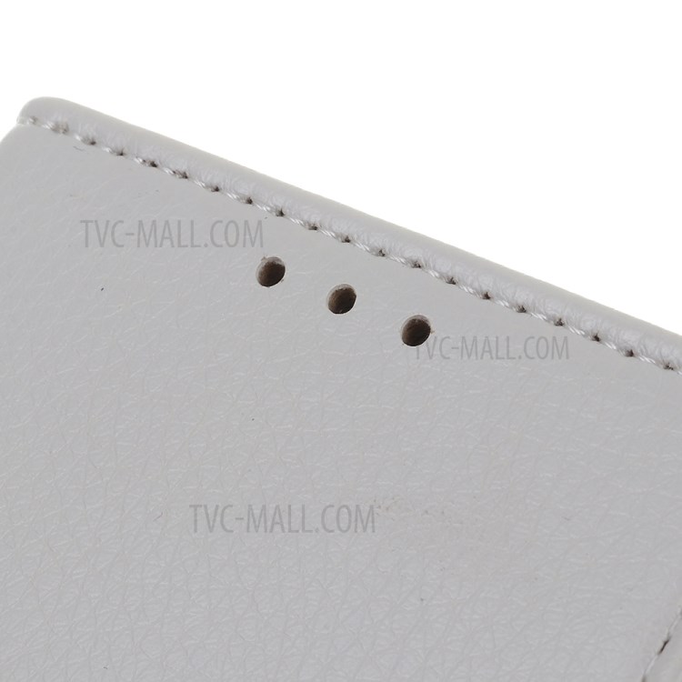 Caso Del Soporte De La Carpeta De Cuero De La Piel De Litchi Para Samsung Galaxy A21 - Blanco-3