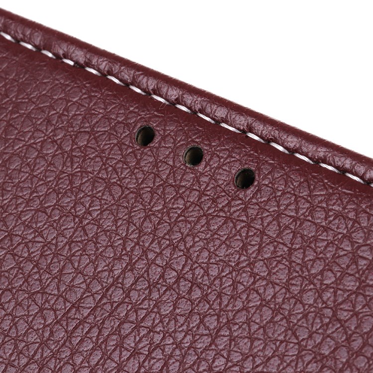 Litchi Skin Leather Wallet Stand Case for Samsung Galaxy A21 - Brown-3
