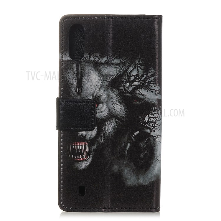 Pattern Printing Wallet Leather Stand Case for Samsung Galaxy A01 - Wolf Pattern-4