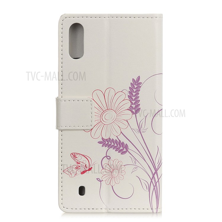 Pattern Printing Wallet Leather Stand Case for Samsung Galaxy A01 - Flowers Pattern-2