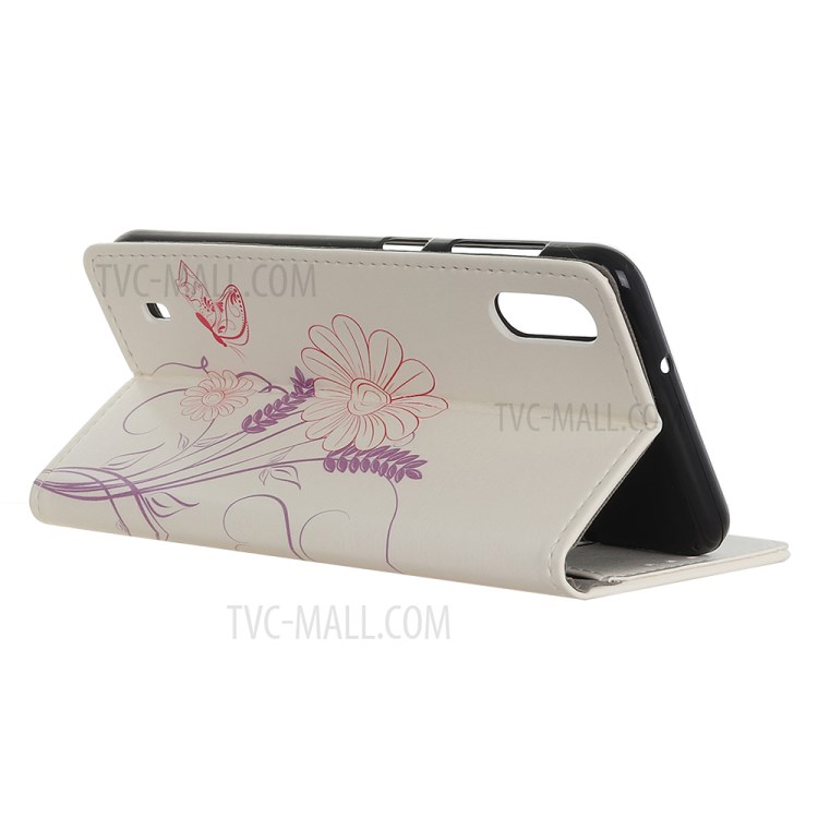 Pattern Printing Wallet Leather Stand Case for Samsung Galaxy A01 - Flowers Pattern-3