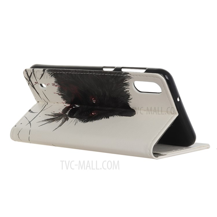 Pattern Printing Wallet Leather Stand Case for Samsung Galaxy A01 - Black Wolf-3