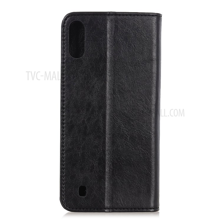 Caja De Cuero De Caballo Loco Textura De Auto-absorción Para Samsung Galaxy A01 - Negro-7