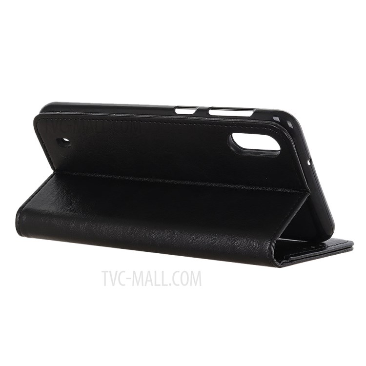 Caja De Cuero De Caballo Loco Textura De Auto-absorción Para Samsung Galaxy A01 - Negro-8