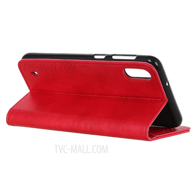 Auto-absorbed Crazy Horse Texture Leather Wallet Case for Samsung Galaxy A01 - Red-8