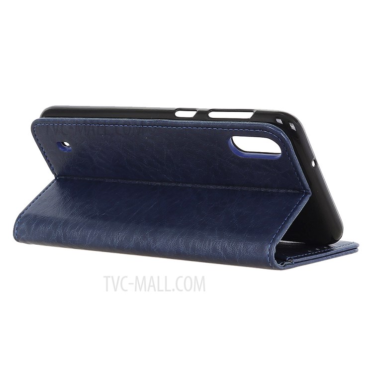 Auto-absorbed Crazy Horse Texture Leather Wallet Case for Samsung Galaxy A01 - Blue-8