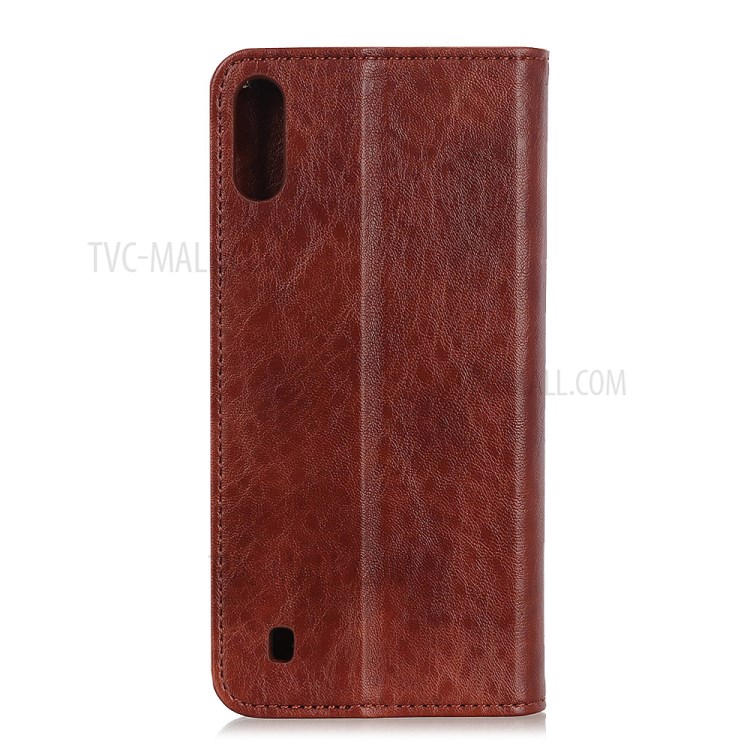 Auto-absorbed Crazy Horse Texture Leather Wallet Case for Samsung Galaxy A01 - Brown-7