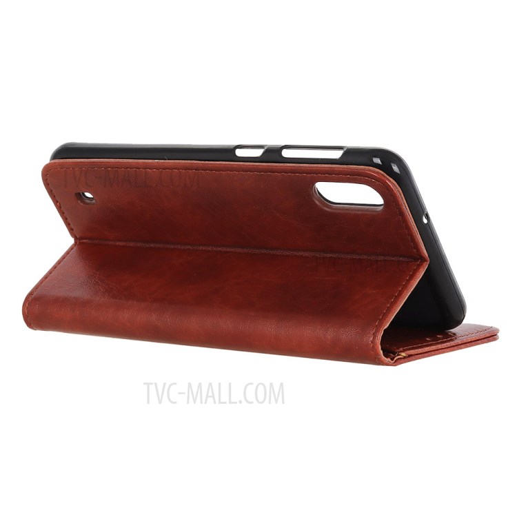 Auto-absorbed Crazy Horse Texture Leather Wallet Case for Samsung Galaxy A01 - Brown-8