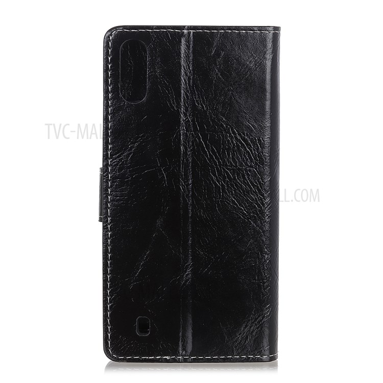 Crazy Horse Magnetic Leather Wallet Case for Samsung Galaxy A01 - Black-2