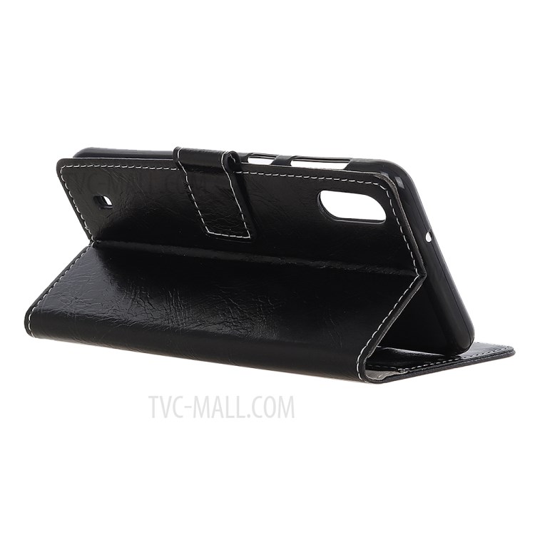 Crazy Horse Magnetic Leather Wallet Case for Samsung Galaxy A01 - Black-3