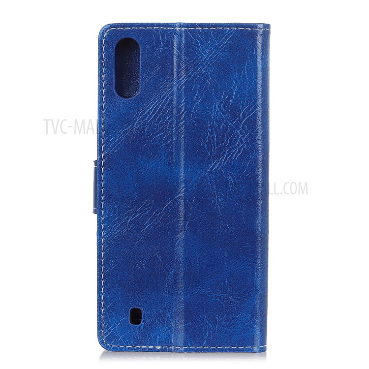Crazy Horse Magnetic Leather Wallet Case for Samsung Galaxy A01 - Blue-7