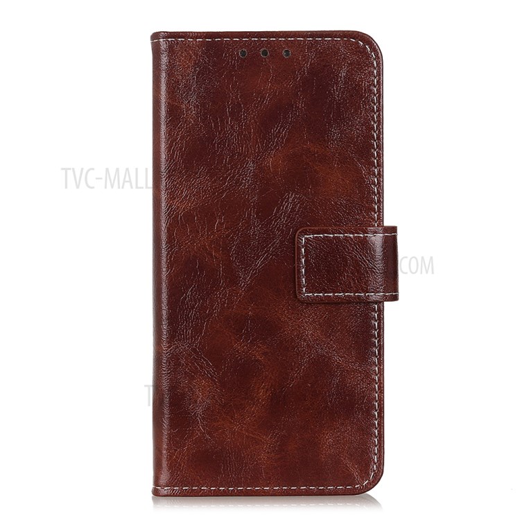 Crazy Horse Magnetic Leather Wallet Case for Samsung Galaxy A01 - Brown-2