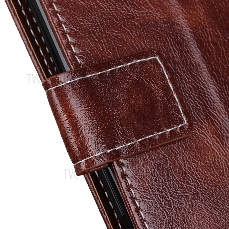 Crazy Horse Magnetic Leather Wallet Case for Samsung Galaxy A01 - Brown-3