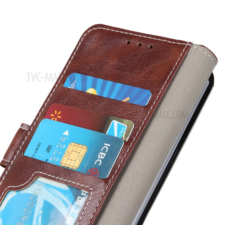 Crazy Horse Magnetic Leather Wallet Case for Samsung Galaxy A01 - Brown-4
