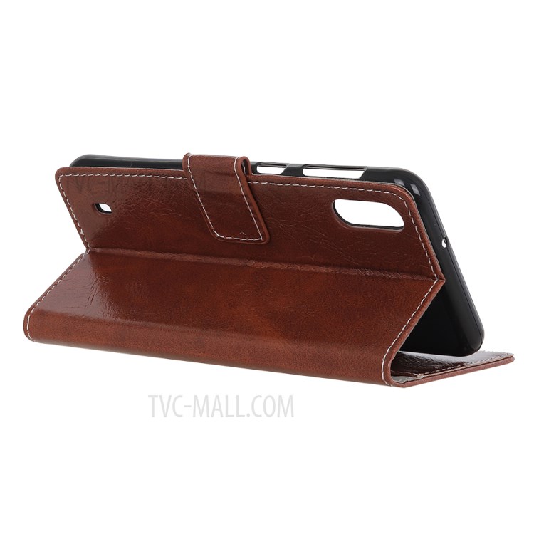 Crazy Horse Magnetic Leather Wallet Case for Samsung Galaxy A01 - Brown-8