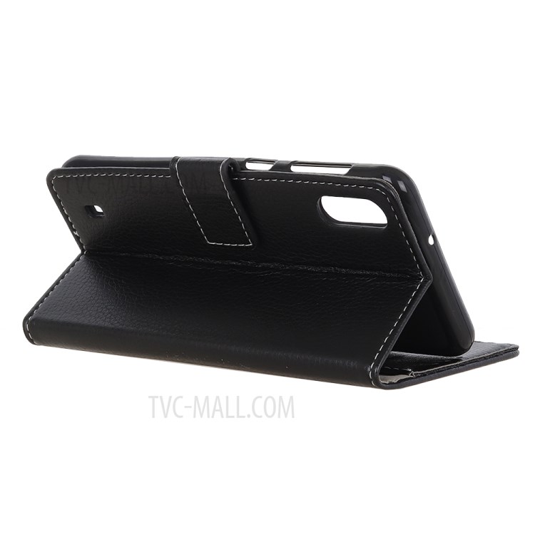Litschi Haut Brieftasche Lederstandplatzfall Für Samsung-Galaxie A01 - Schwarz-11