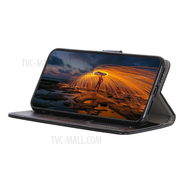 Litschi Haut Brieftasche Lederstandplatzfall Für Samsung-Galaxie A01 - Schwarz-8
