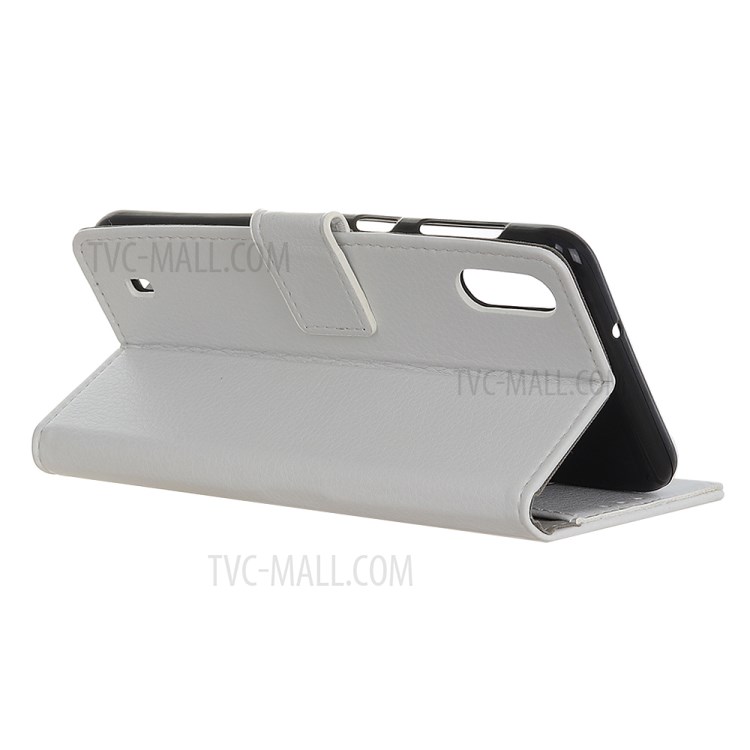 Litschi Haut Brieftasche Lederstandplatzfall Für Samsung-Galaxie A01 - Weiß-11