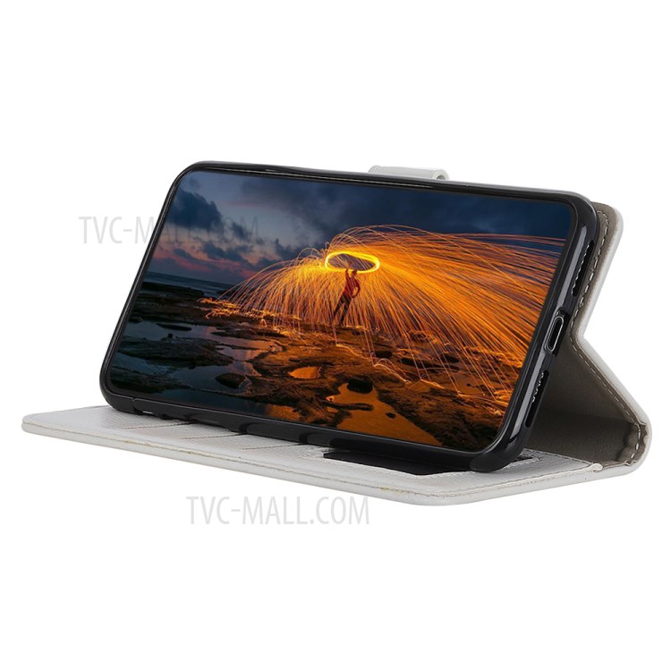 Litschi Haut Brieftasche Lederstandplatzfall Für Samsung-Galaxie A01 - Weiß-8