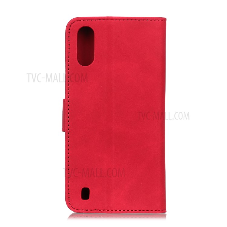 KHAZNEH Vintage Style Stand Leather Wallet Case for Samsung Galaxy A01 - Red-2
