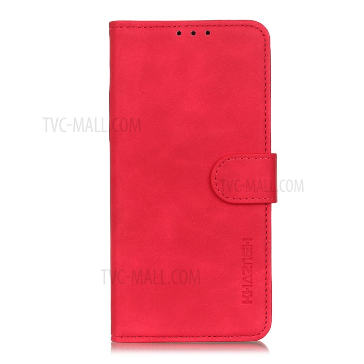 KHAZNEH Vintage Style Stand Leather Wallet Case for Samsung Galaxy A01 - Red-4