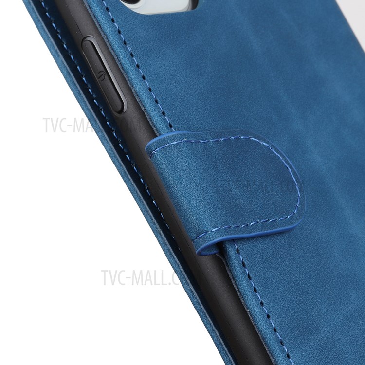 KHAZNEH Vintage Style Stand Leather Wallet Case for Samsung Galaxy A01 - Blue-3