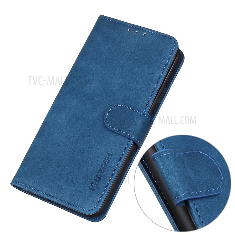 KHAZNEH Vintage Style Stand Leather Wallet Case for Samsung Galaxy A01 - Blue-7