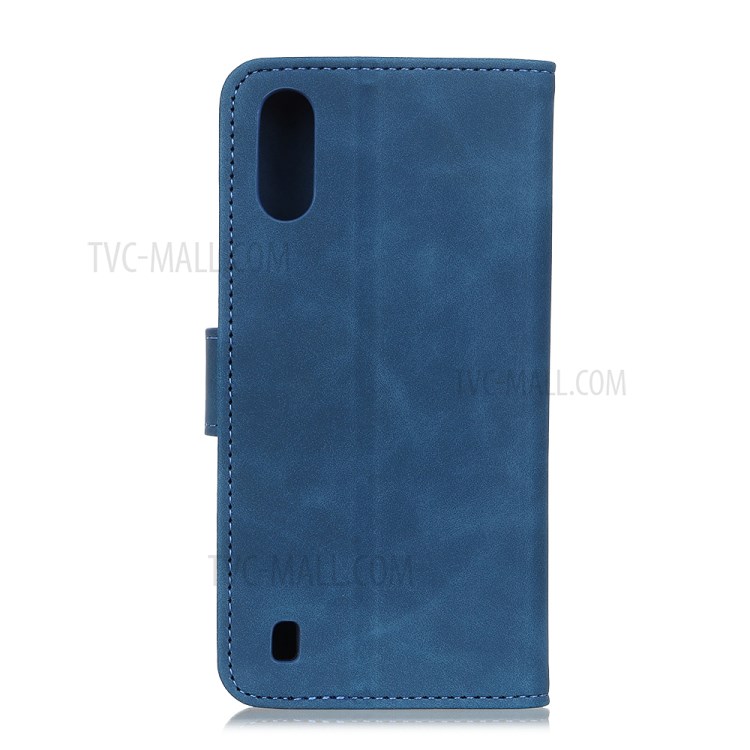 KHAZNEH Vintage Style Stand Leather Wallet Case for Samsung Galaxy A01 - Blue-8