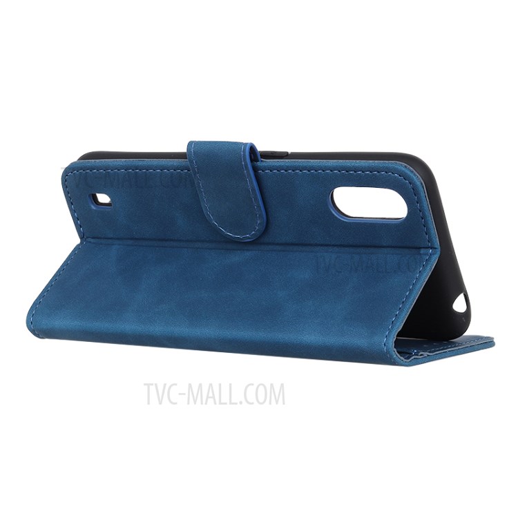 KHAZNEH Vintage Style Stand Leather Wallet Case for Samsung Galaxy A01 - Blue-9