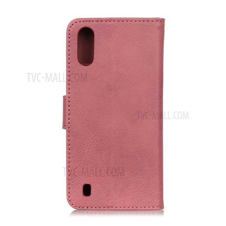 KHAZNEH Leather Stand Case with Card Slots for Samsung Galaxy A01 - Pink-8